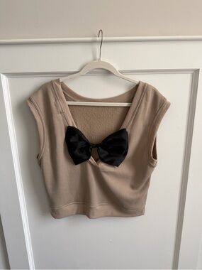 NWT Maeve Anthropologie Top with Black Satin Bow